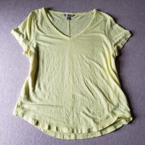 Banana Republic 100% Linen Butter Yellow Top Short Sleeve Beachy Coastal Sz M